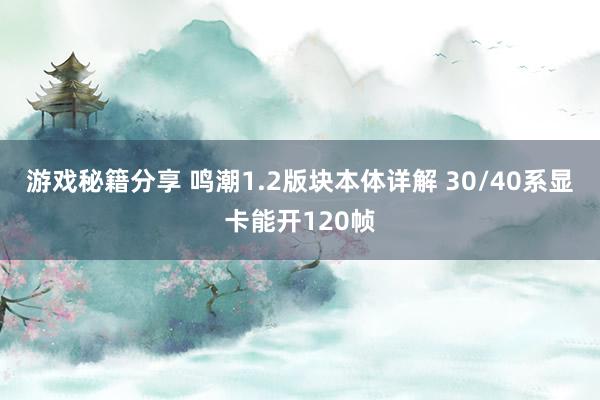 游戏秘籍分享 鸣潮1.2版块本体详解 30/40系显卡能开120帧