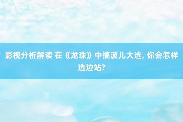 影视分析解读 在《龙珠》中搞波儿大选, 你会怎样选边站?