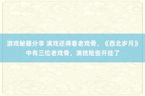 游戏秘籍分享 演戏还得看老戏骨，《西北岁月》中有三位老戏骨，演技险些开挂了