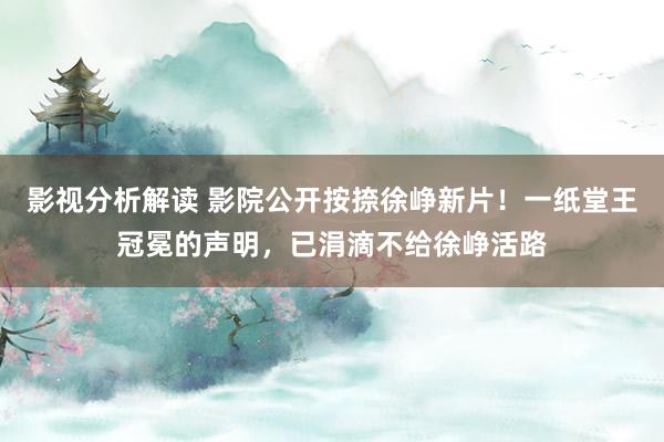 影视分析解读 影院公开按捺徐峥新片！一纸堂王冠冕的声明，已涓滴不给徐峥活路