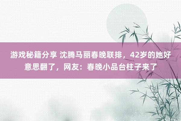 游戏秘籍分享 沈腾马丽春晚联排，42岁的她好意思翻了，网友：春晚小品台柱子来了