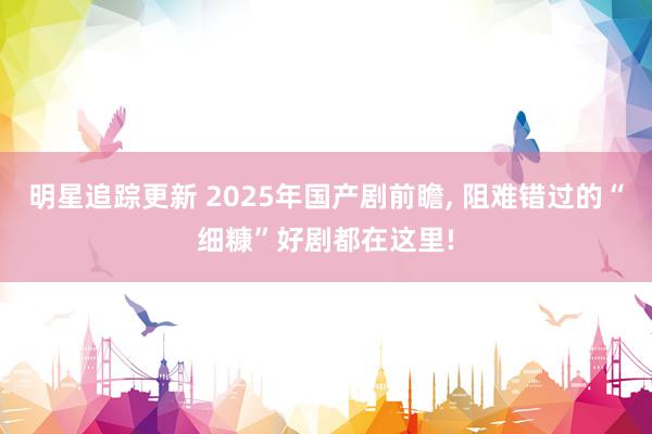 明星追踪更新 2025年国产剧前瞻, 阻难错过的“细糠”好剧都在这里!