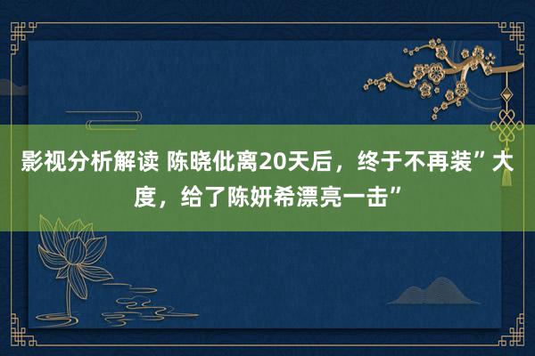 影视分析解读 陈晓仳离20天后，终于不再装”大度，给了陈妍希漂亮一击”